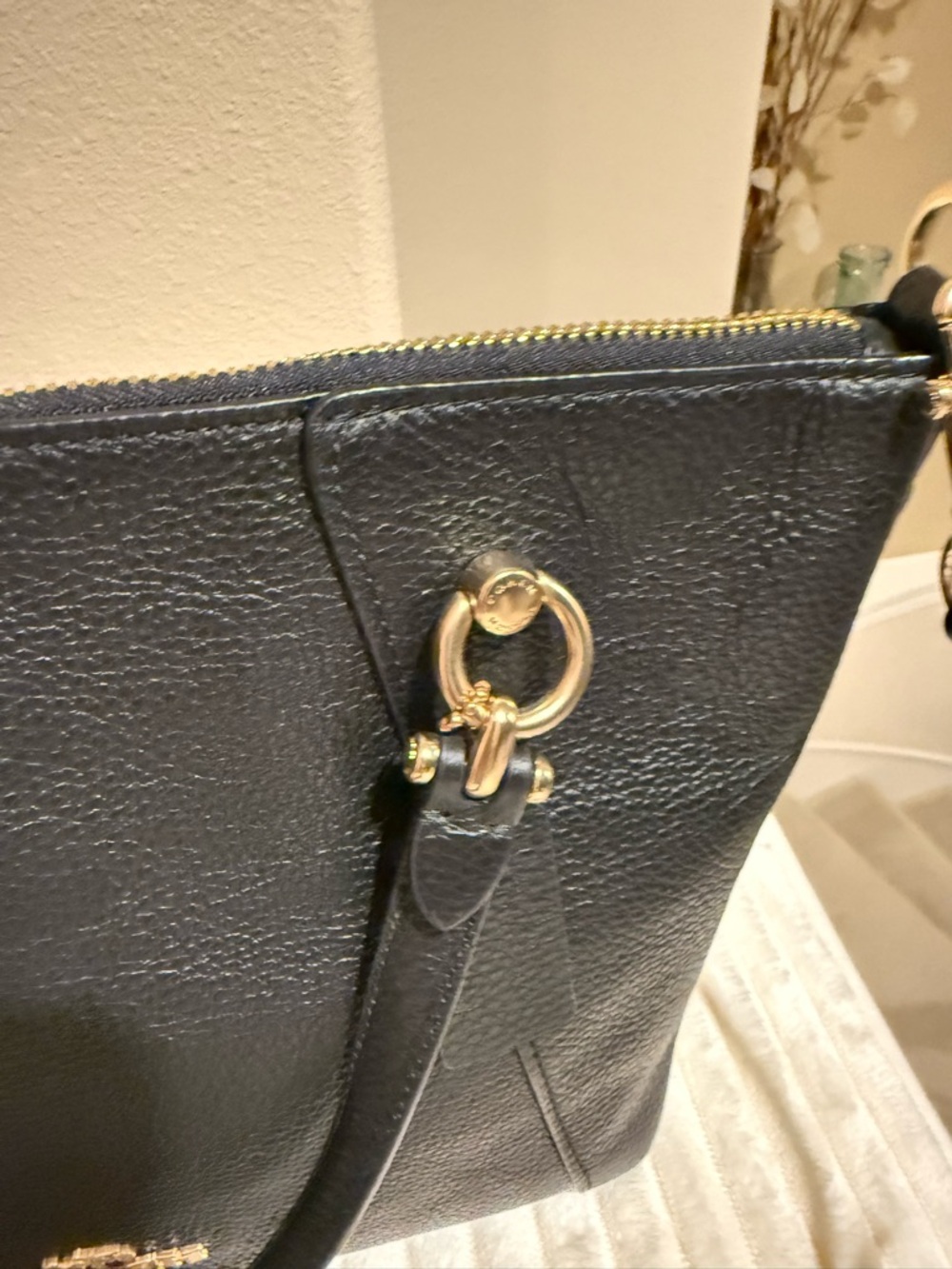 Coach Black Pebbled Leather Mini Kelsey Satchel Crossbody Bag Gold Tone Zip Top - Picture 7 of 16